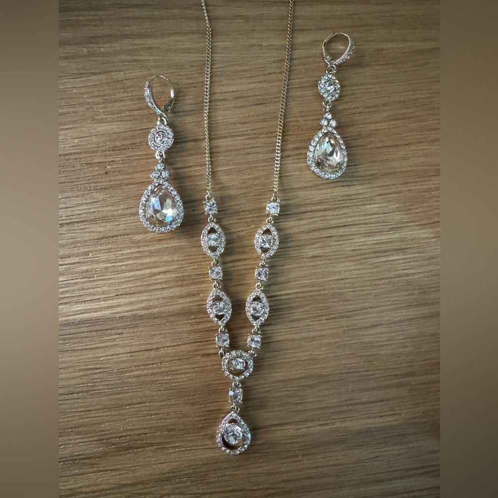 Givenchy gold crystal earring and necklace set